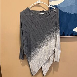 White House Black Marlet  Gray and White Asymmetrical Sweater/ poncho